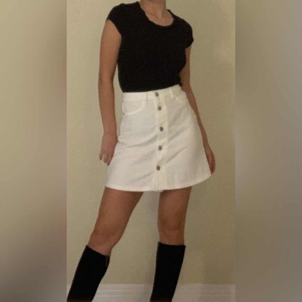 Noisy May White Denim Button Up Skirt